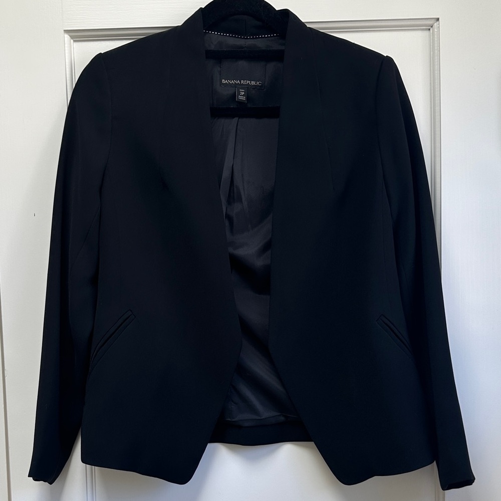 Banana Republic Black Open-Front Stretch Blazer